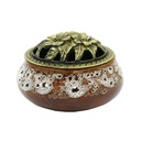3" Brown & White Ceramic Incense Burner Bowl