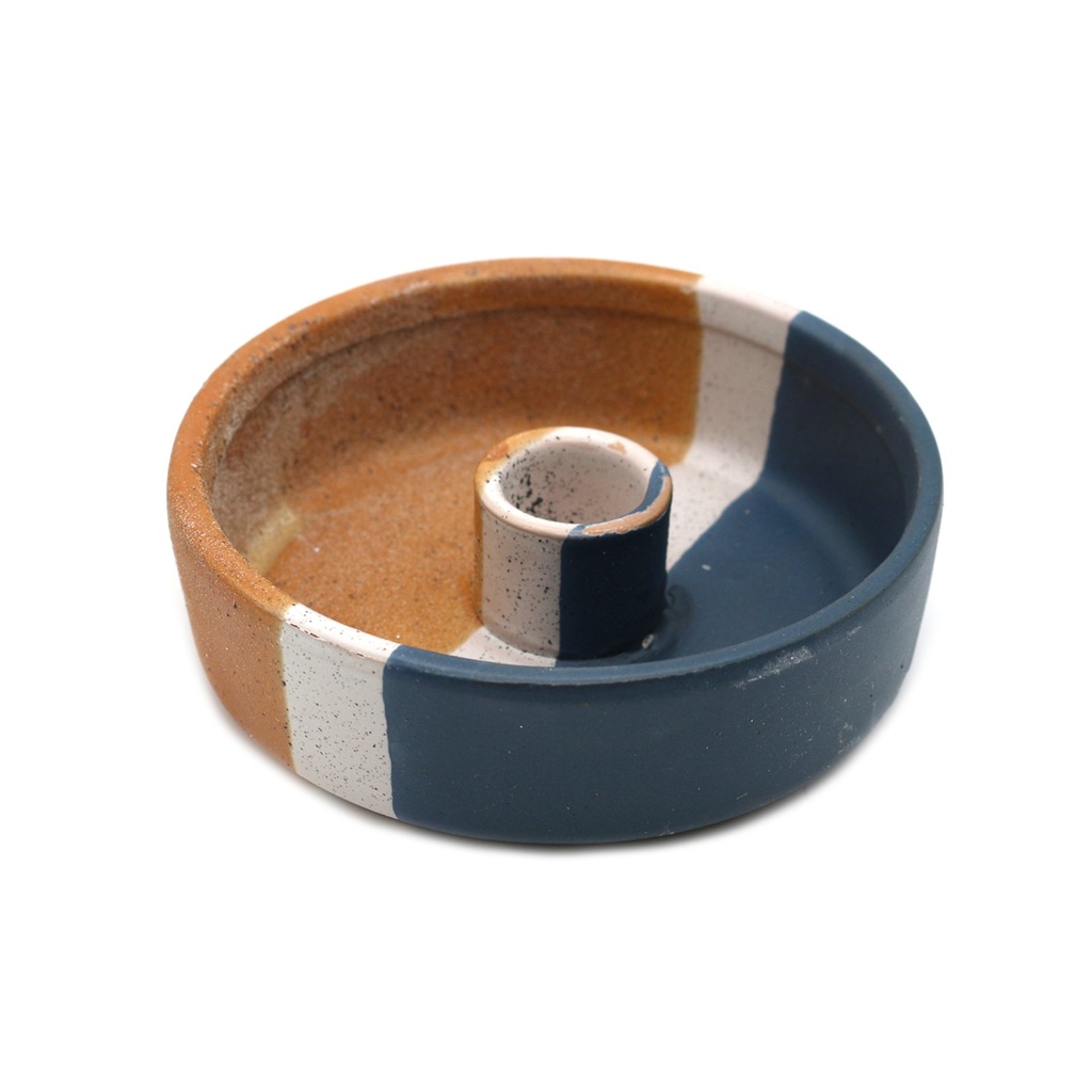 Textured Blue & Beige Ceramic Palo Santo Burner