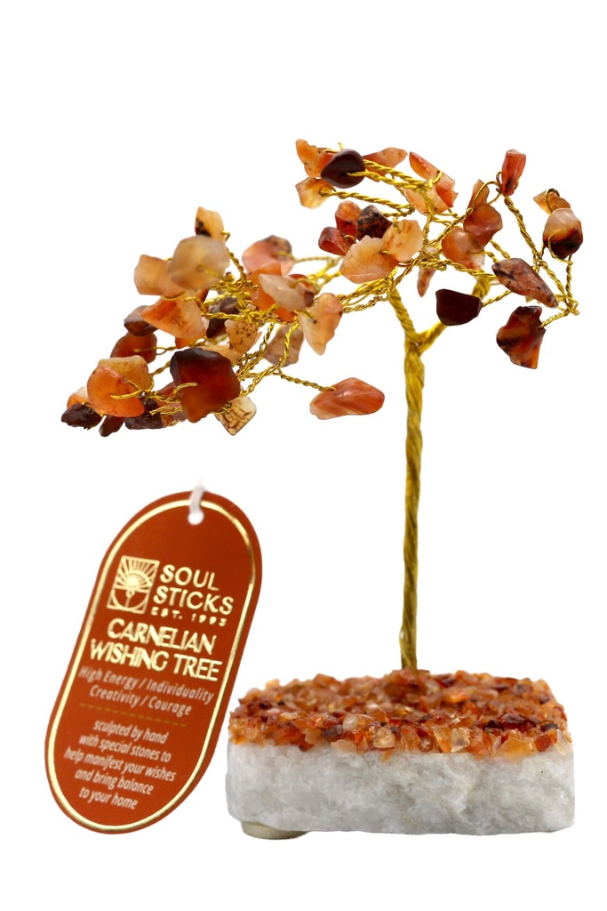Carnelian Stone Crystal Tree – 60 Beads