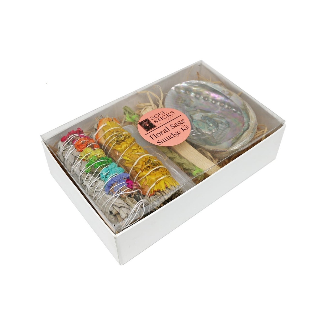 [12032] Rainbow Yellow Floral Sage Smudge Kit